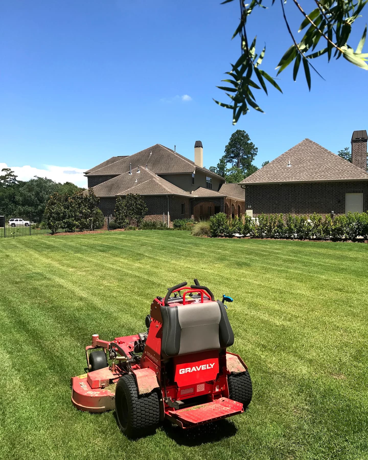 Striped route mowing